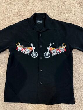 Dragonfly Clothing Company motorcycle embroidered button-up shirt Men’s Medium